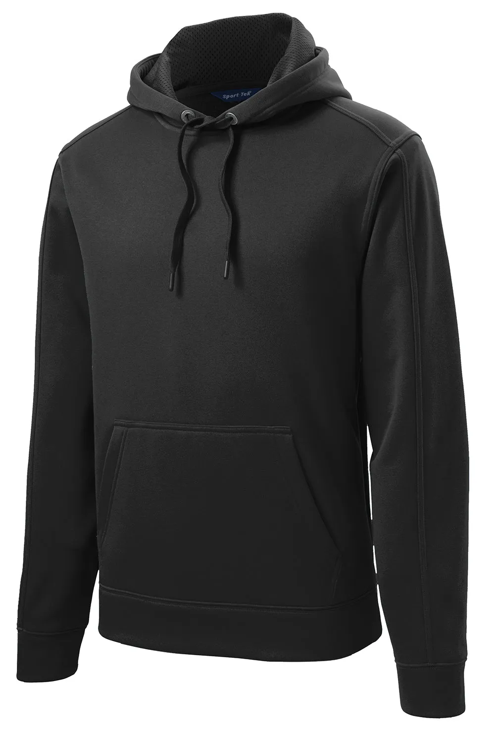 Sport-Tek Mens Repel Moisture Wicking Hooded Sweatshirt Hoodie w/ Pouch Pocket - Black