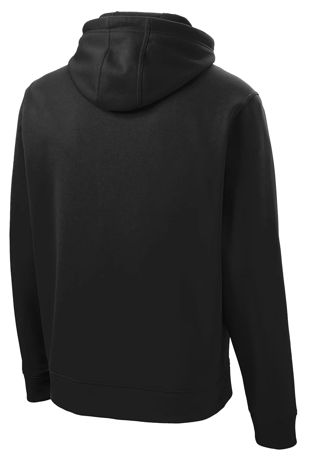 Sport-Tek Mens Repel Moisture Wicking Hooded Sweatshirt Hoodie w/ Pouch Pocket - Black