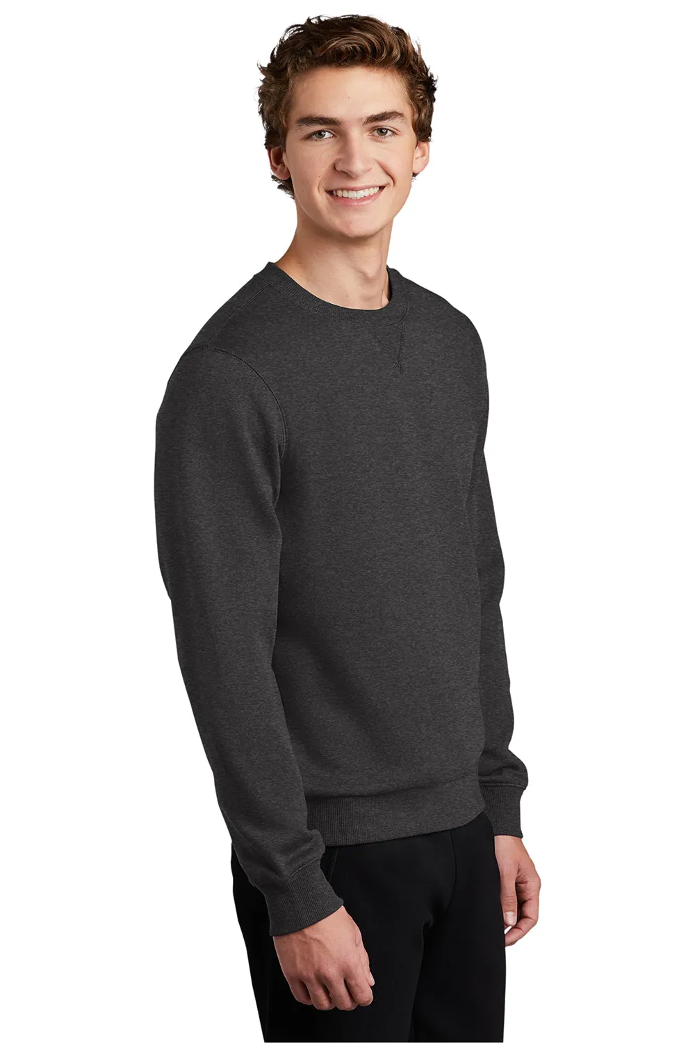 Sport-Tek Mens Shrink Resistant Fleece Crewneck Sweatshirt - Heather Graphite Grey Clothing Sport-Tek