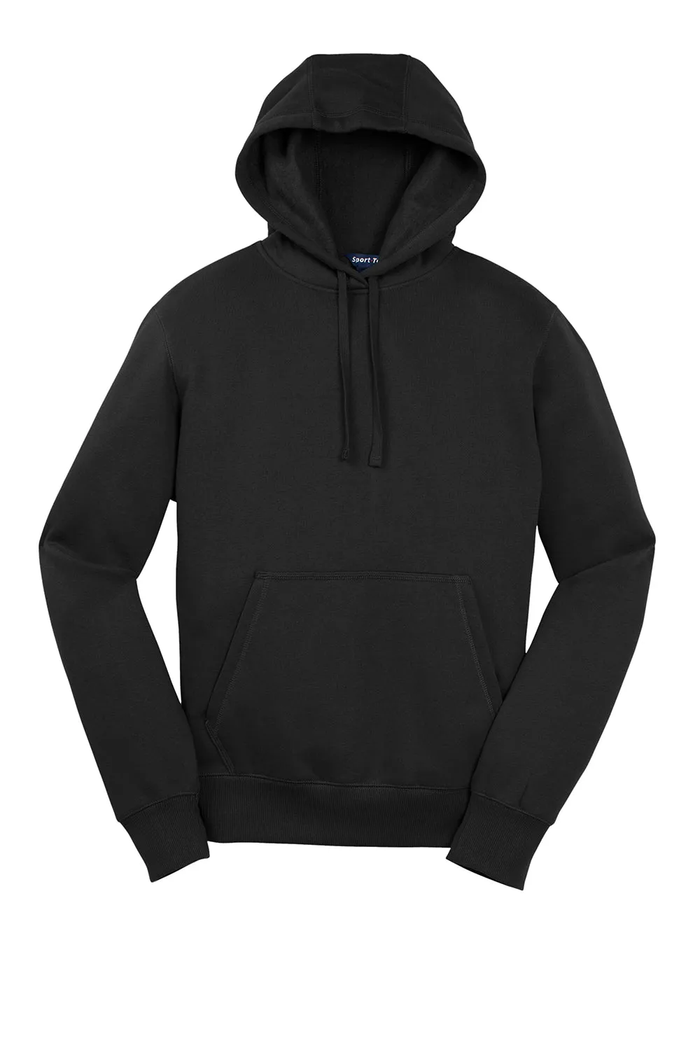 Sport-Tek Mens Shrink Resistant Fleece Hooded Sweatshirt Hoodie w/ Pouch Pocket - Black