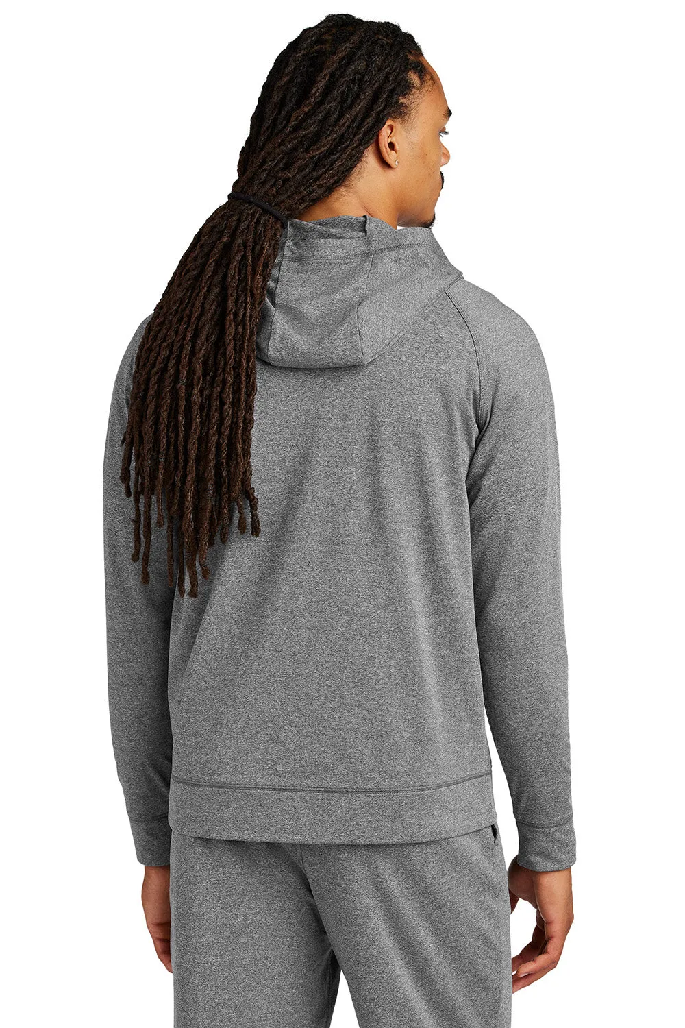 Sport-Tek Mens Sport-Wick Moisture Wicking 1/4 Zip Hooded Sweatshirt Hoodie w/ Pouch Pocket - Heather Charcoal Grey