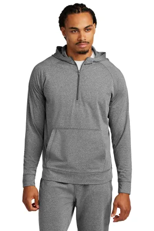 Sport-Tek Mens Sport-Wick Moisture Wicking 1/4 Zip Hooded Sweatshirt Hoodie w/ Pouch Pocket - Heather Charcoal Grey