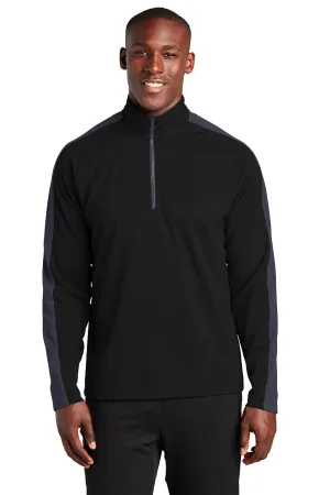 Sport-Tek Mens Sport-Wick Moisture Wicking 1/4 Zip Sweatshirt - Black/Iron Grey - Closeout