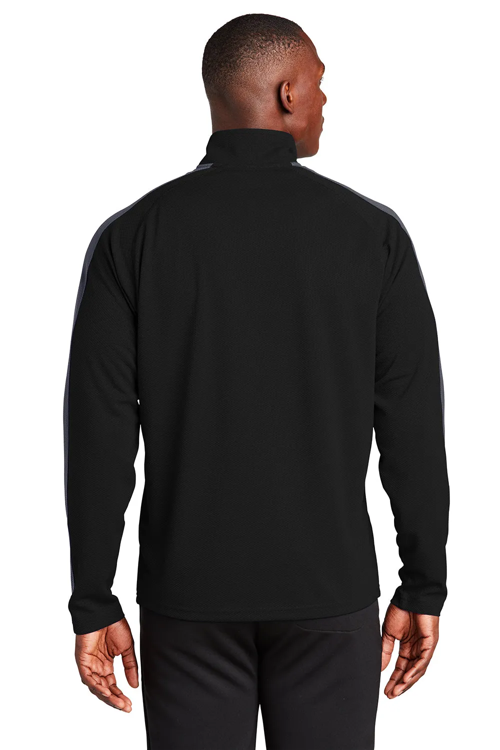 Sport-Tek Mens Sport-Wick Moisture Wicking 1/4 Zip Sweatshirt - Black/Iron Grey - Closeout
