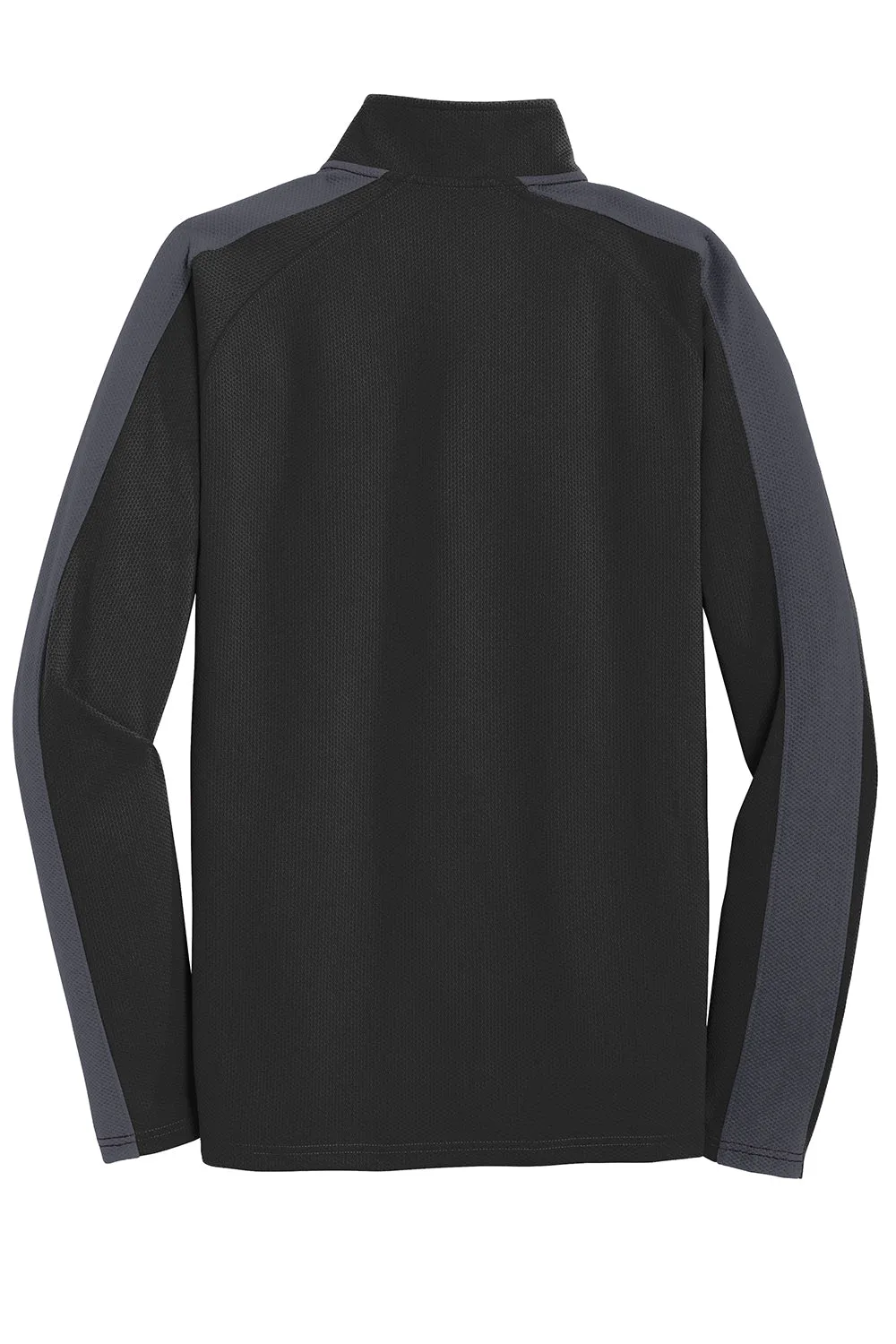 Sport-Tek Mens Sport-Wick Moisture Wicking 1/4 Zip Sweatshirt - Black/Iron Grey - Closeout