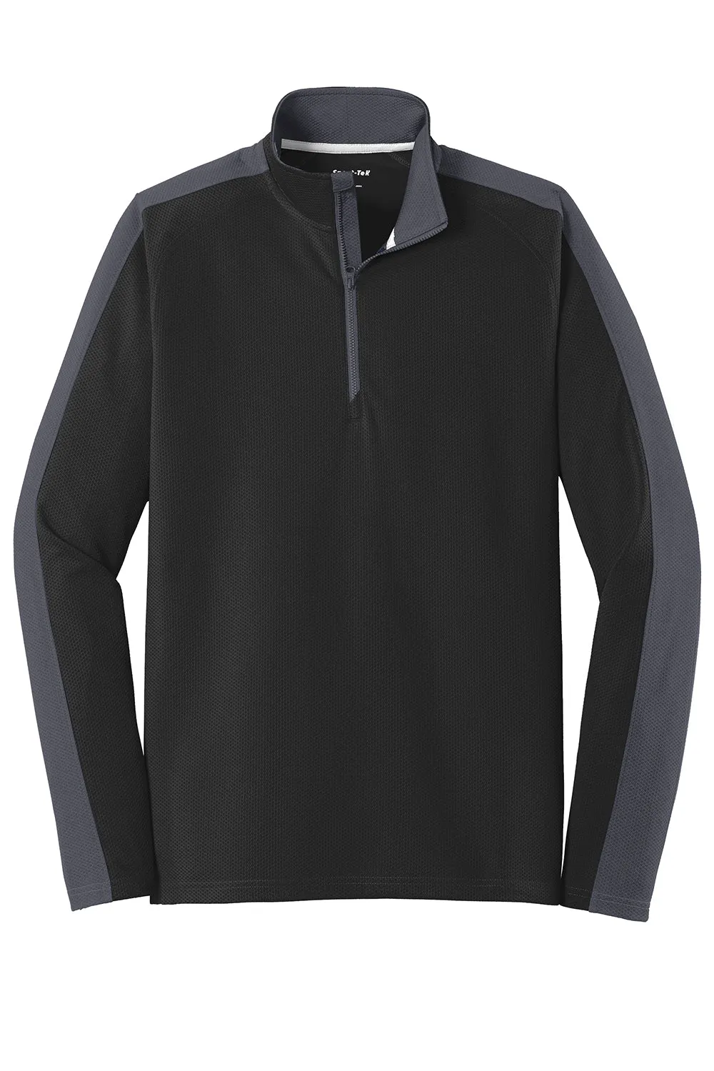 Sport-Tek Mens Sport-Wick Moisture Wicking 1/4 Zip Sweatshirt - Black/Iron Grey - Closeout