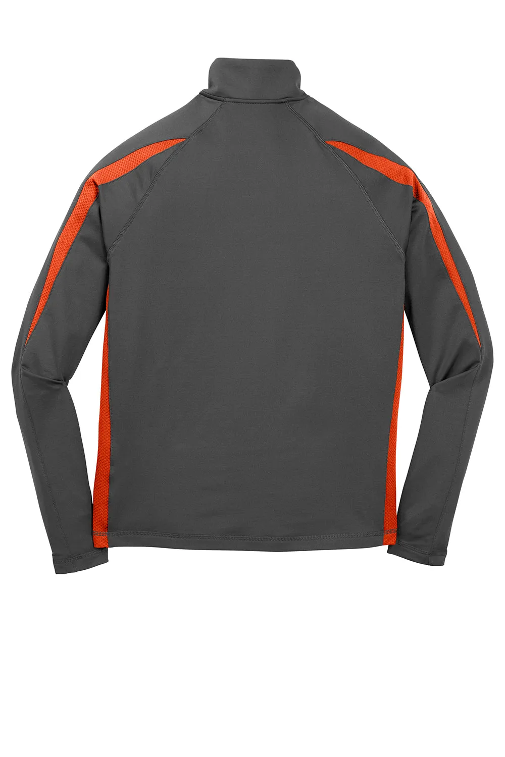 Sport-Tek Mens Sport-Wick Moisture Wicking 1/4 Zip Sweatshirt - Charcoal Grey/Deep Orange