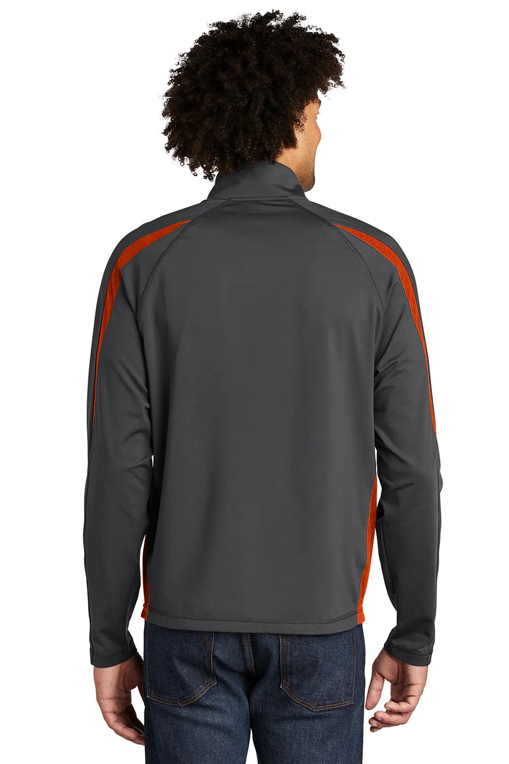 Sport-Tek Mens Sport-Wick Moisture Wicking 1/4 Zip Sweatshirt - Charcoal Grey/Deep Orange
