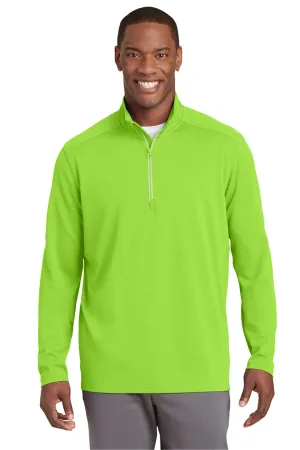 Sport-Tek Mens Sport-Wick Moisture Wicking 1/4 Zip Sweatshirt - Lime Shock Green - Closeout Clothing Sport-Tek