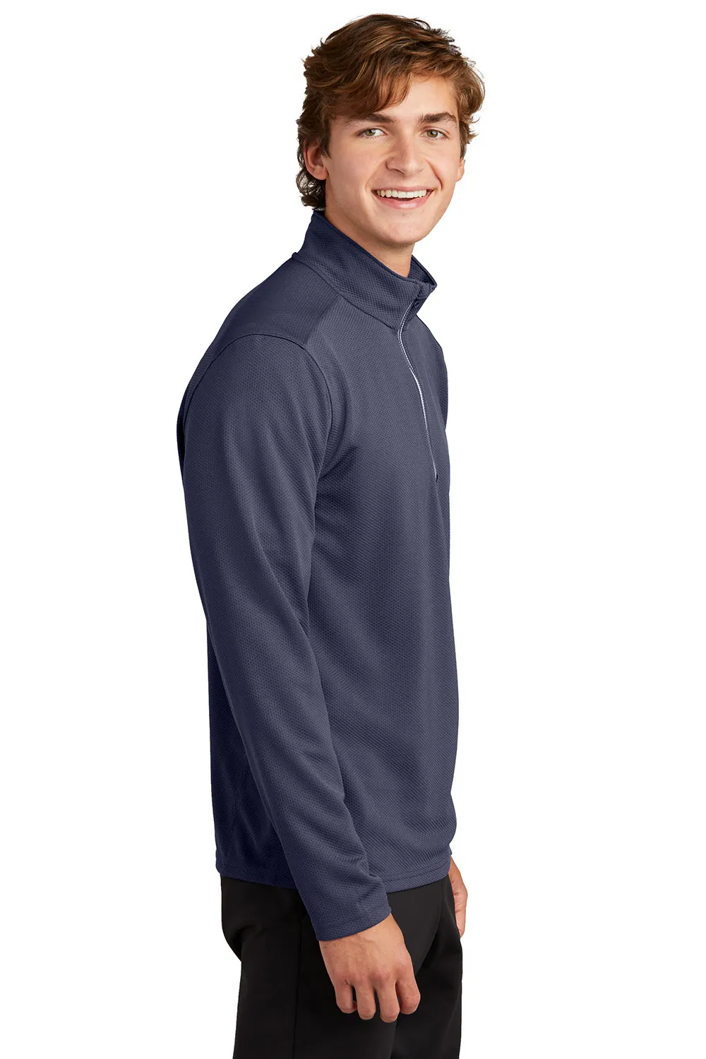 Sport-Tek Mens Sport-Wick Moisture Wicking 1/4 Zip Sweatshirt - True Navy Blue