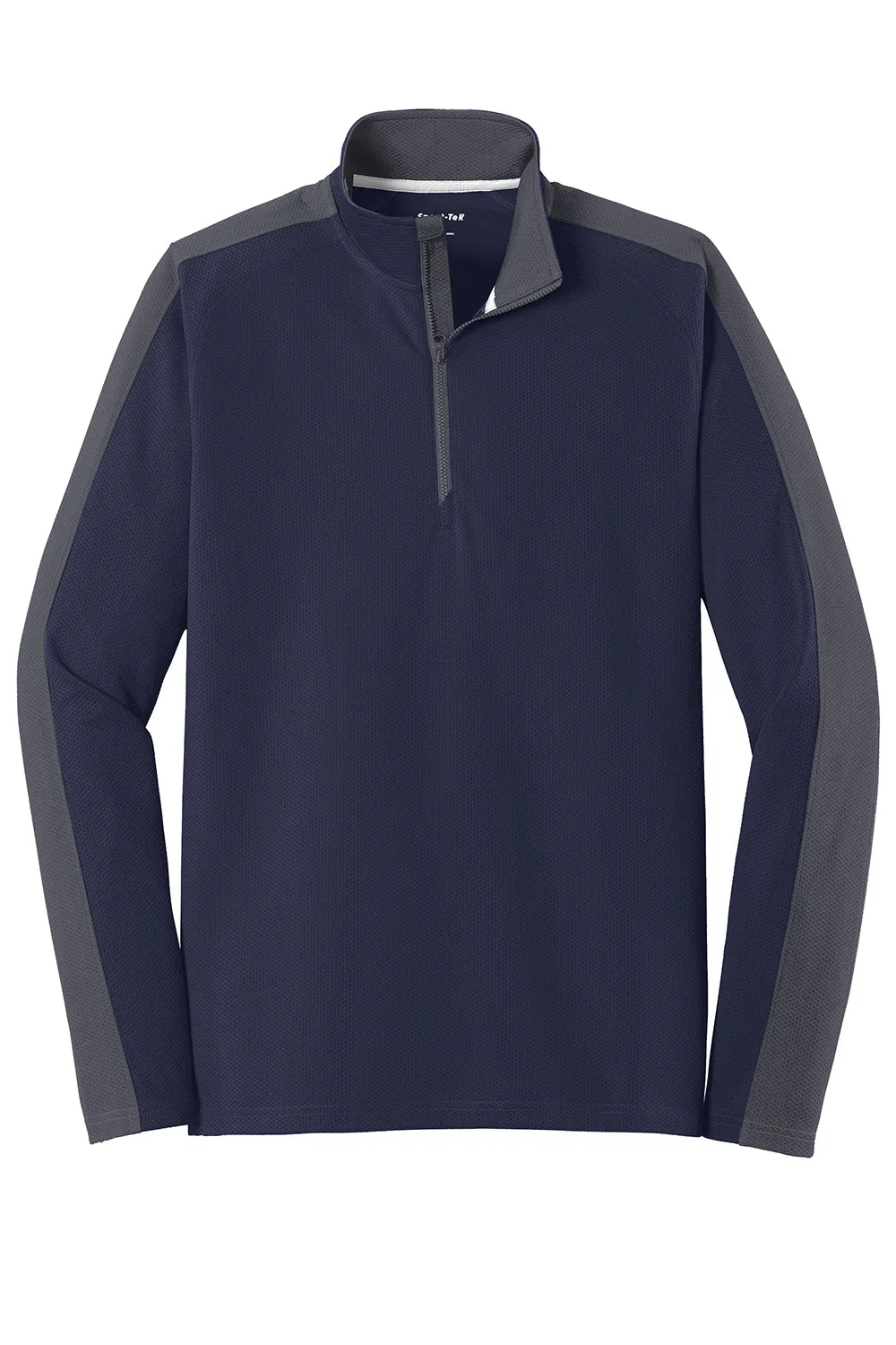 Sport-Tek Mens Sport-Wick Moisture Wicking 1/4 Zip Sweatshirt - True Navy Blue/Iron Grey - Closeout