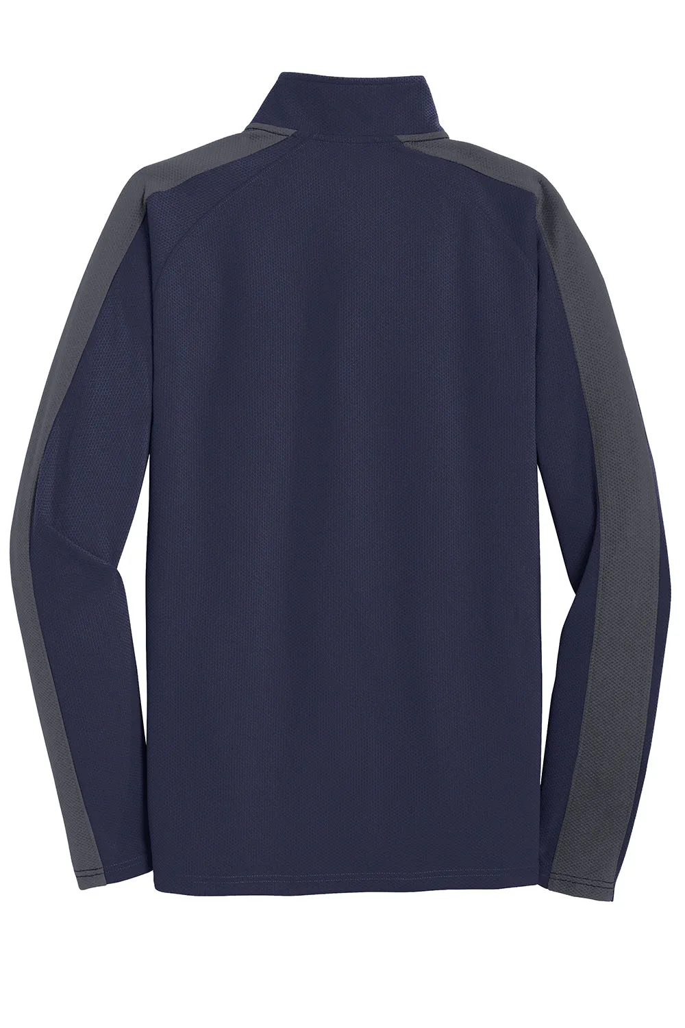 Sport-Tek Mens Sport-Wick Moisture Wicking 1/4 Zip Sweatshirt - True Navy Blue/Iron Grey - Closeout