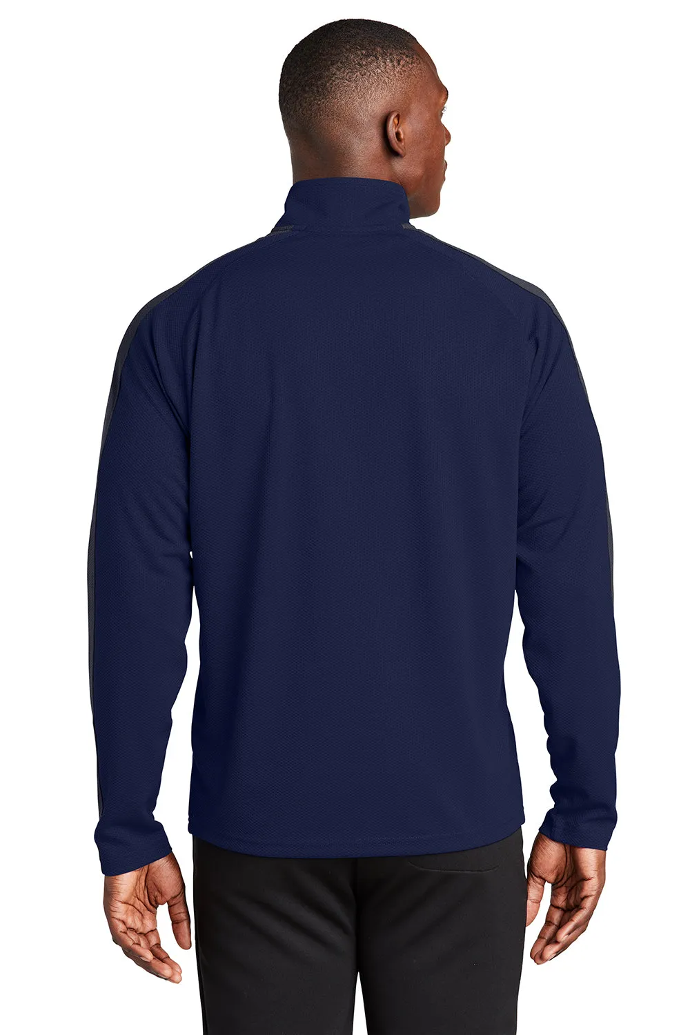 Sport-Tek Mens Sport-Wick Moisture Wicking 1/4 Zip Sweatshirt - True Navy Blue/Iron Grey - Closeout