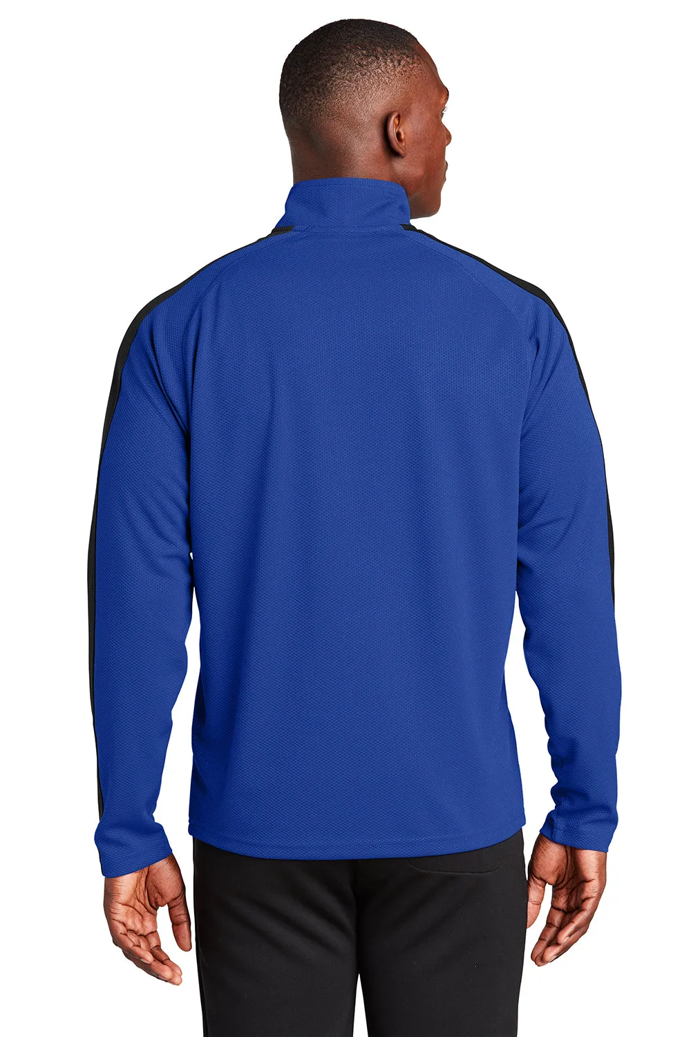 Sport-Tek Mens Sport-Wick Moisture Wicking 1/4 Zip Sweatshirt - True Royal Blue/Black - Closeout