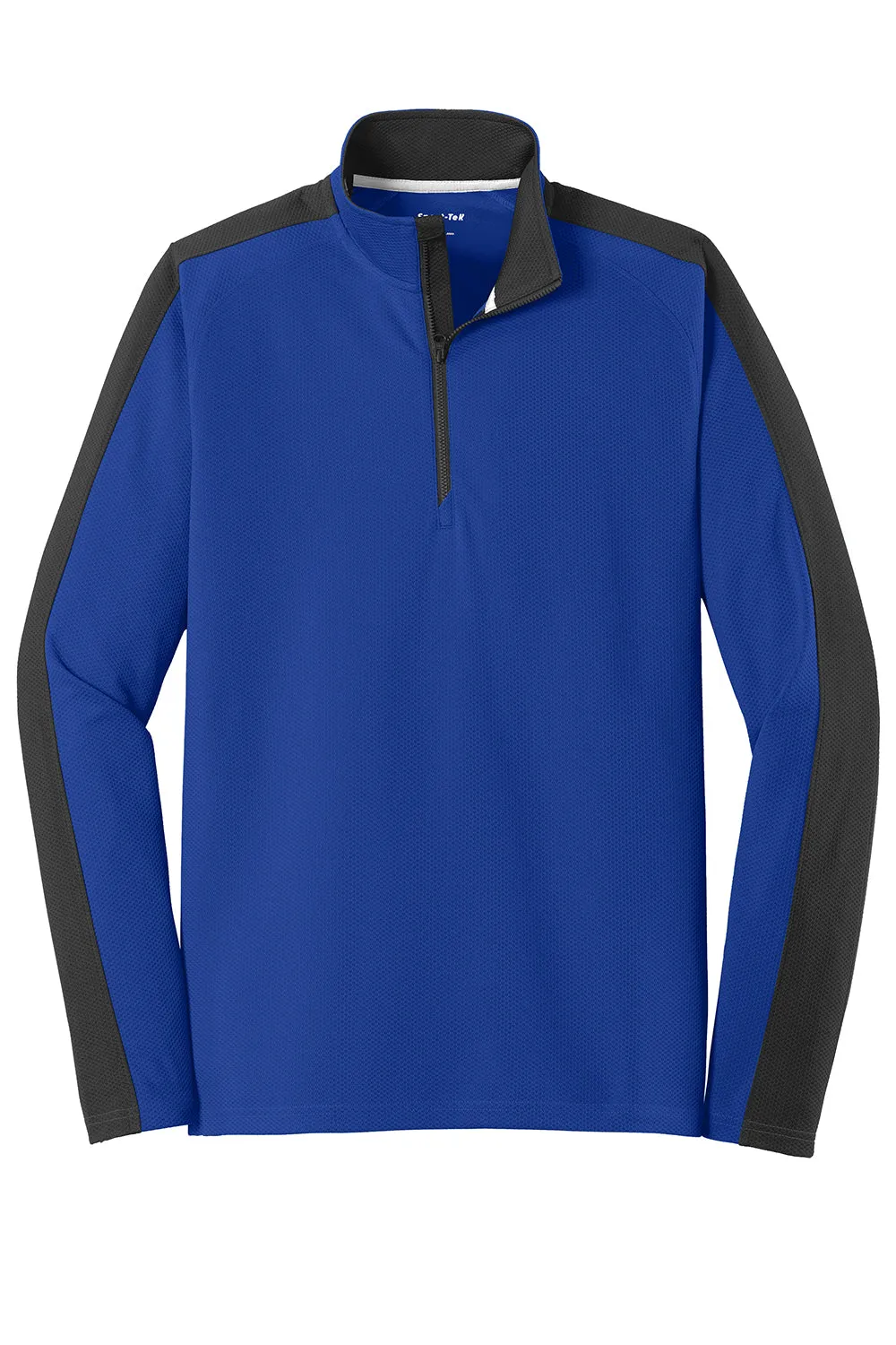 Sport-Tek Mens Sport-Wick Moisture Wicking 1/4 Zip Sweatshirt - True Royal Blue/Black - Closeout