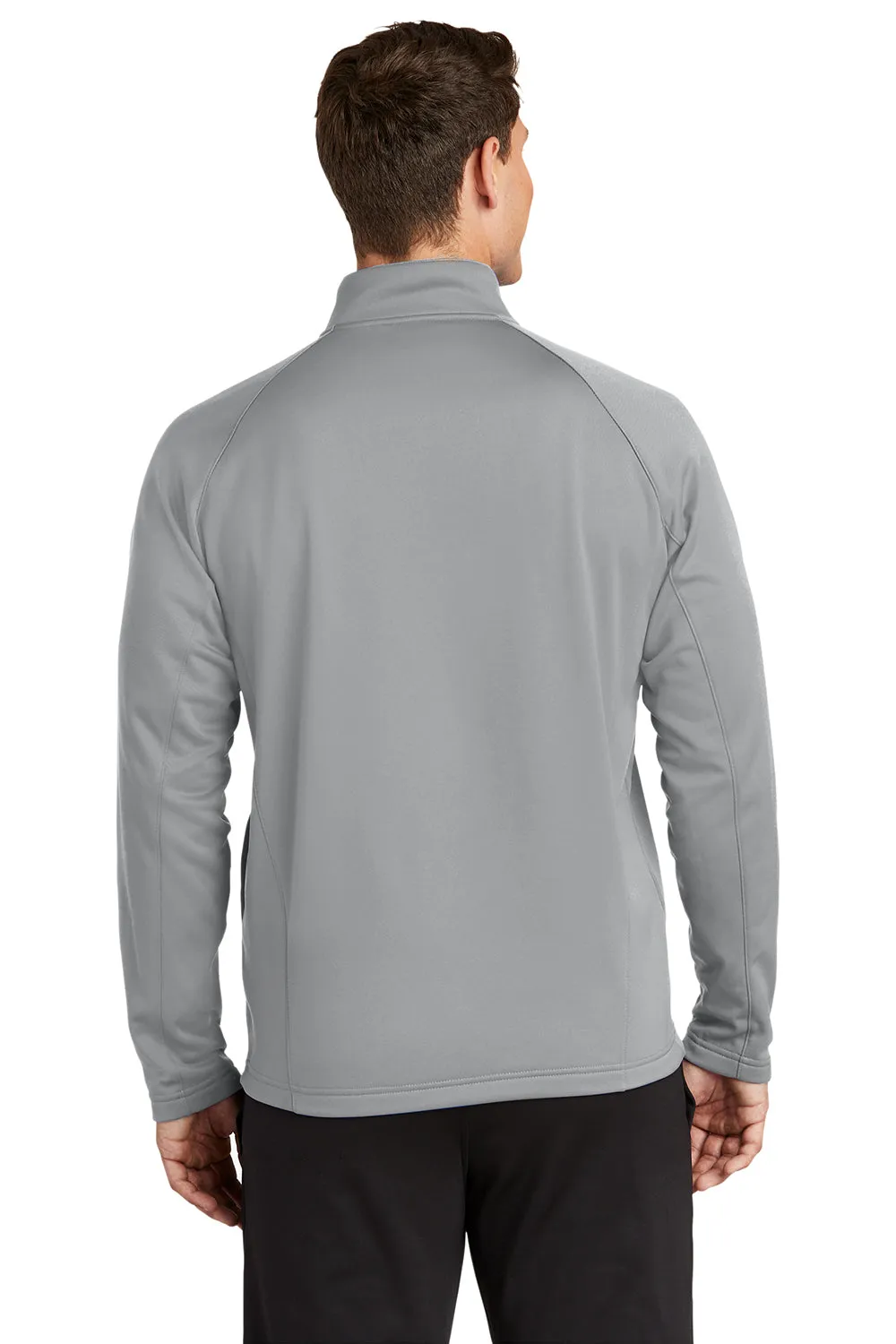 Sport-Tek Mens Sport-Wick Moisture Wicking Fleece 1/4 Zip Sweatshirt - Silver Grey/Black