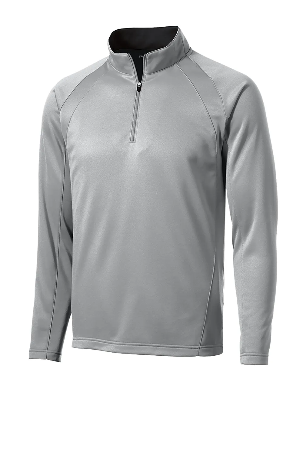 Sport-Tek Mens Sport-Wick Moisture Wicking Fleece 1/4 Zip Sweatshirt - Silver Grey/Black