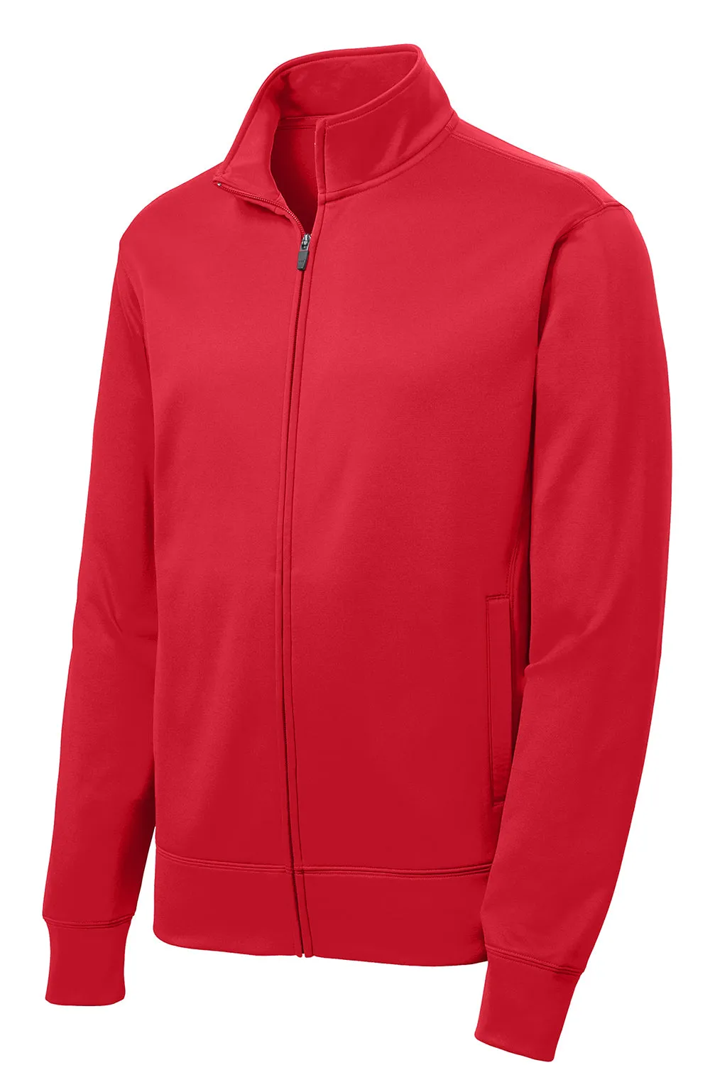 Sport-Tek Mens Sport-Wick Moisture Wicking Fleece Full Zip Sweatshirt w/ Pockets - Deep Red
