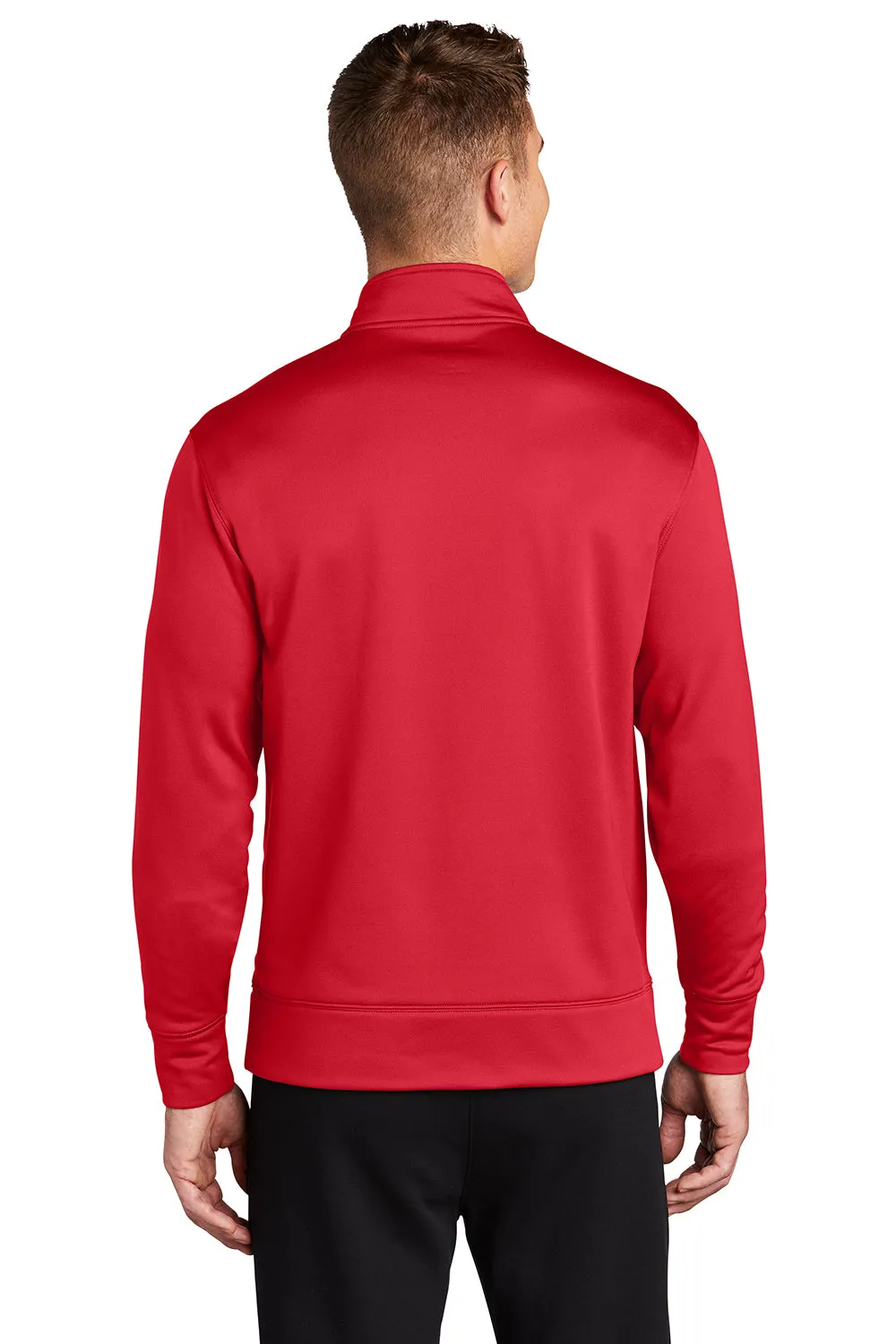 Sport-Tek Mens Sport-Wick Moisture Wicking Fleece Full Zip Sweatshirt w/ Pockets - Deep Red