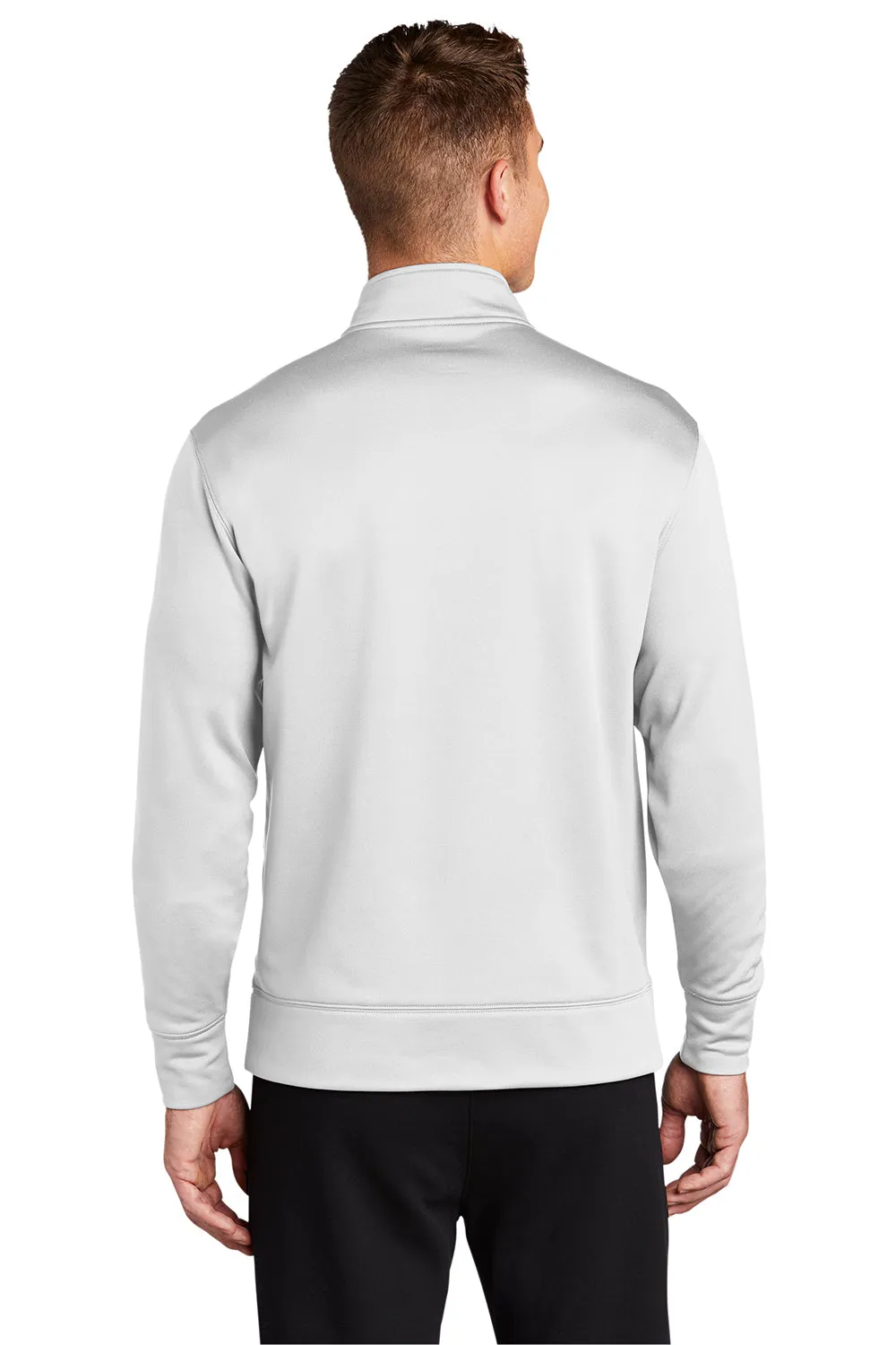 Sport-Tek Mens Sport-Wick Moisture Wicking Fleece Full Zip Sweatshirt w/ Pockets - White