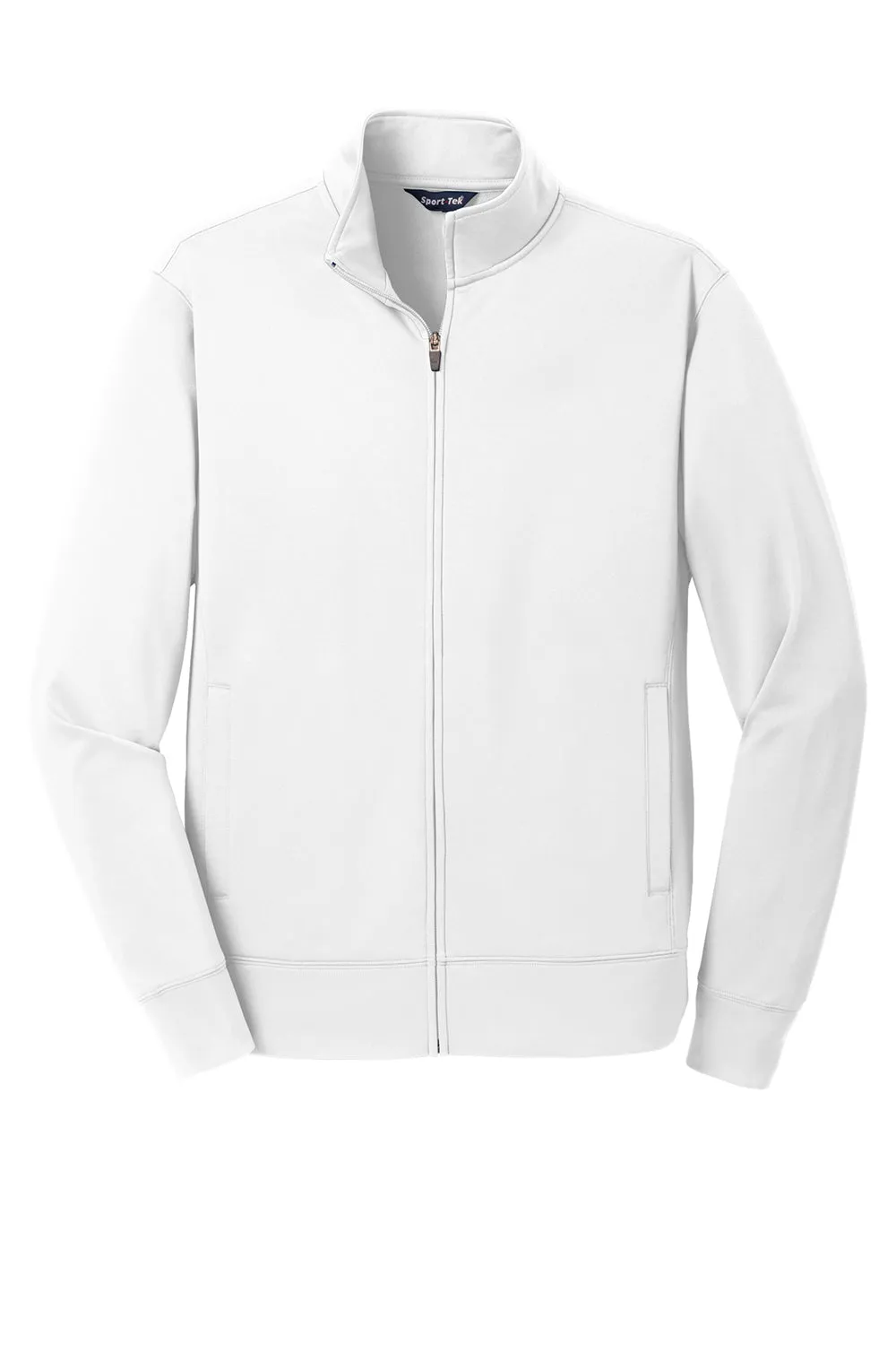 Sport-Tek Mens Sport-Wick Moisture Wicking Fleece Full Zip Sweatshirt w/ Pockets - White