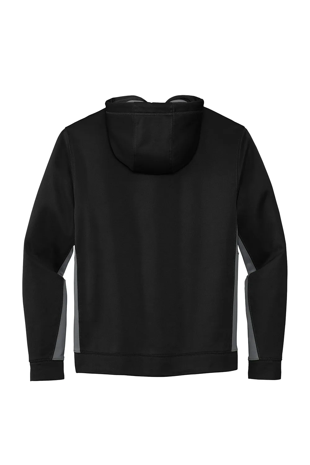 Sport-Tek Mens Sport-Wick Moisture Wicking Fleece Hooded Sweatshirt Hoodie w/ Pouch Pocket - Black/Dark Smoke Grey