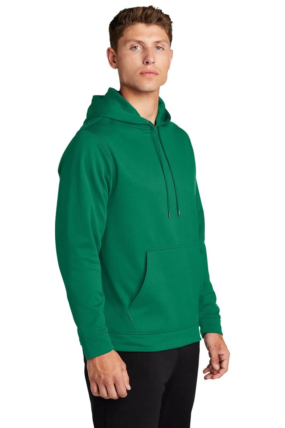 Sport-Tek Mens Sport-Wick Moisture Wicking Fleece Hooded Sweatshirt Hoodie w/ Pouch Pocket - Kelly Green