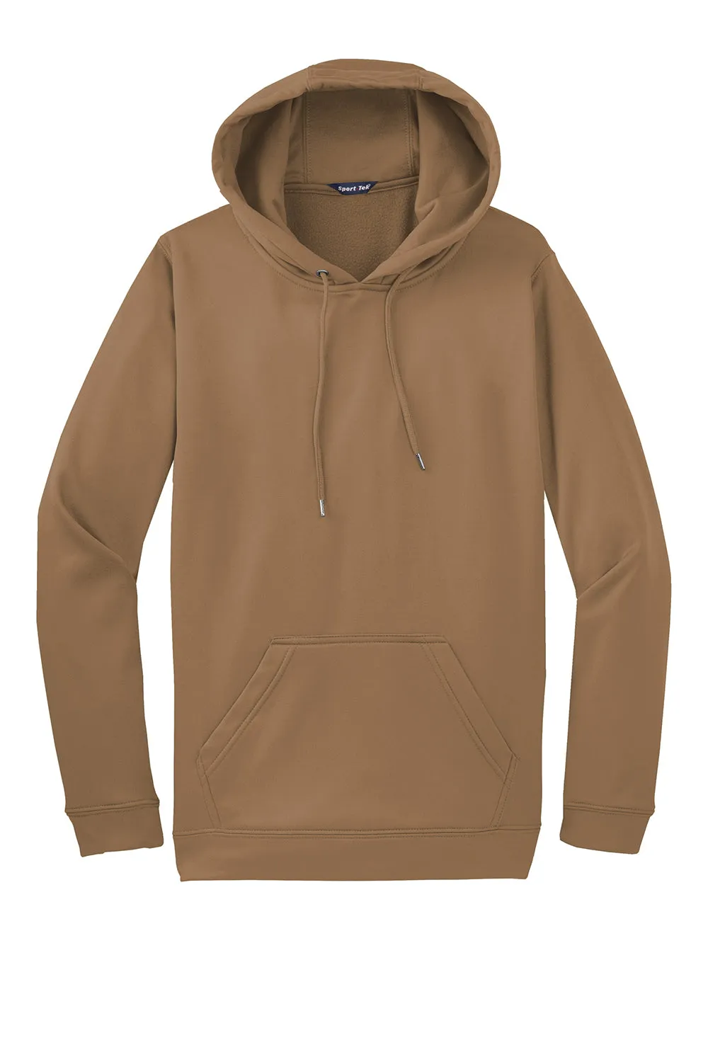Sport-Tek Mens Sport-Wick Moisture Wicking Fleece Hooded Sweatshirt Hoodie w/ Pouch Pocket - Woodland Brown