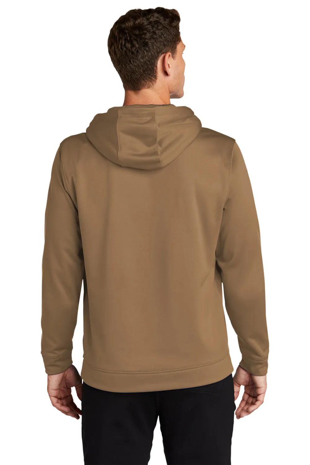 Sport-Tek Mens Sport-Wick Moisture Wicking Fleece Hooded Sweatshirt Hoodie w/ Pouch Pocket - Woodland Brown