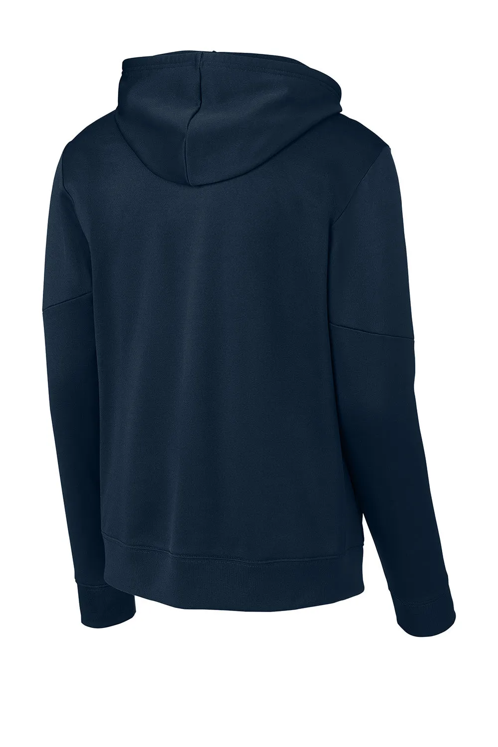 Sport-Tek Mens Sport-Wick Moisture Wicking United Fleece Hooded Sweatshirt Hoodie w/ Pouch Pocket - Navy Blue/White