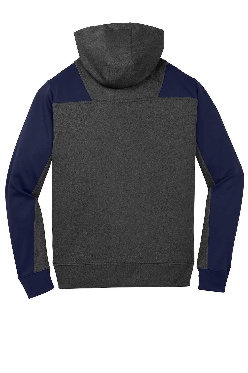 Sport-Tek Mens Tech Moisture Wicking Fleece 1/4 Zip Hooded Sweatshirt Hoodie w/ Patch Pocket - Heather Graphite Grey/True Navy Blue Clothing Sport-Tek