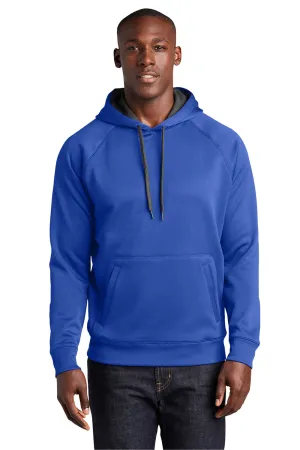 Sport-Tek Mens Tech Moisture Wicking Fleece Hooded Sweatshirt Hoodie w/ Pouch Pocket - True Royal Blue Clothing Sport-Tek