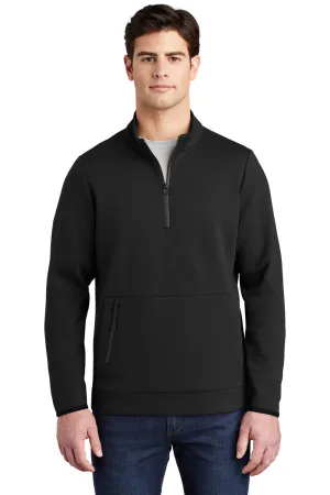 Sport-Tek Mens Triumph Fleece 1/4 Zip Sweatshirt w/ Pouch Pocket - Black Clothing Sport-Tek