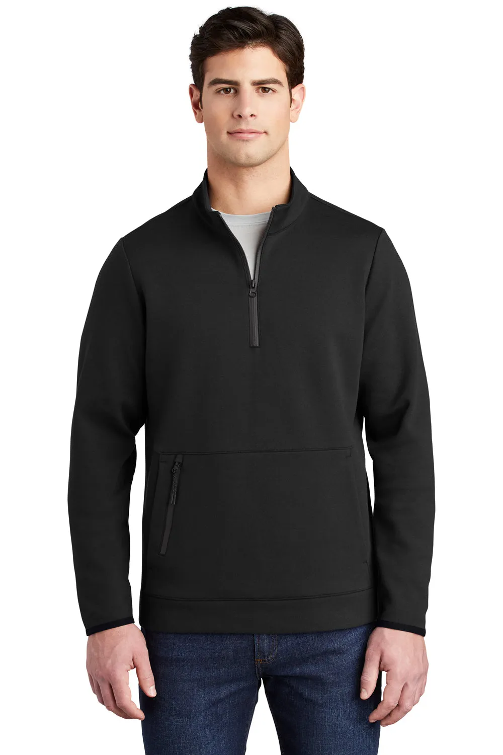 Sport-Tek Mens Triumph Fleece 1/4 Zip Sweatshirt w/ Pouch Pocket - Black Clothing Sport-Tek