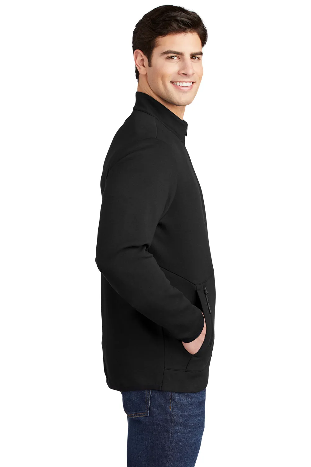 Sport-Tek Mens Triumph Fleece 1/4 Zip Sweatshirt w/ Pouch Pocket - Black Clothing Sport-Tek