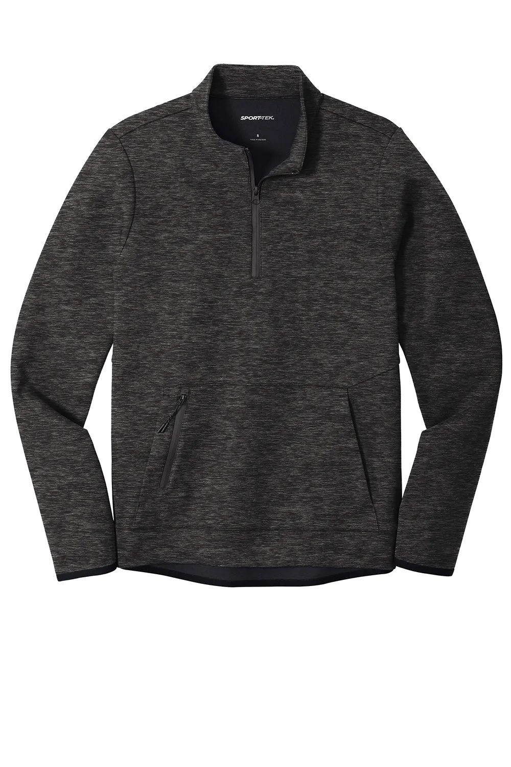 Sport-Tek Mens Triumph Fleece 1/4 Zip Sweatshirt w/ Pouch Pocket - Heather Black Clothing Sport-Tek