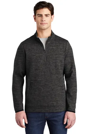 Sport-Tek Mens Triumph Fleece 1/4 Zip Sweatshirt w/ Pouch Pocket - Heather Black Clothing Sport-Tek
