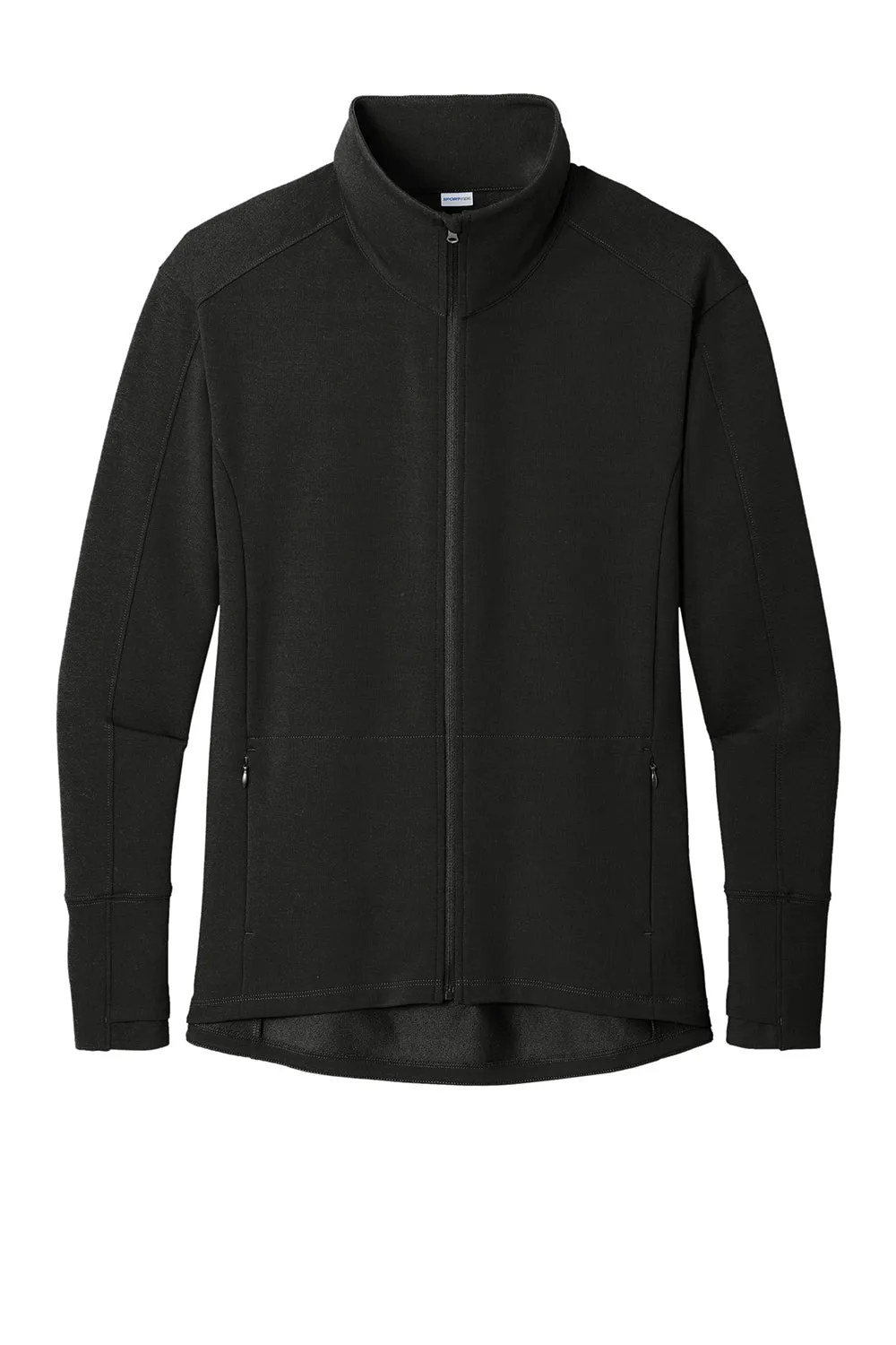 Sport-Tek Womens Flex Fleece Moisture Wicking Full Zip Sweatshirt w/ Pockets - Black