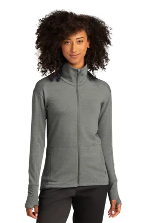 Sport-Tek Womens Flex Fleece Moisture Wicking Full Zip Sweatshirt w/ Pockets - Heather Light Grey Clothing Sport-Tek