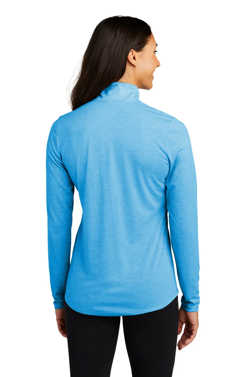 Sport-Tek Womens Moisture Wicking 1/4 Zip Sweatshirt - Heather Pond Blue