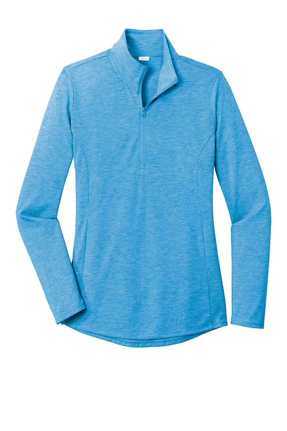 Sport-Tek Womens Moisture Wicking 1/4 Zip Sweatshirt - Heather Pond Blue