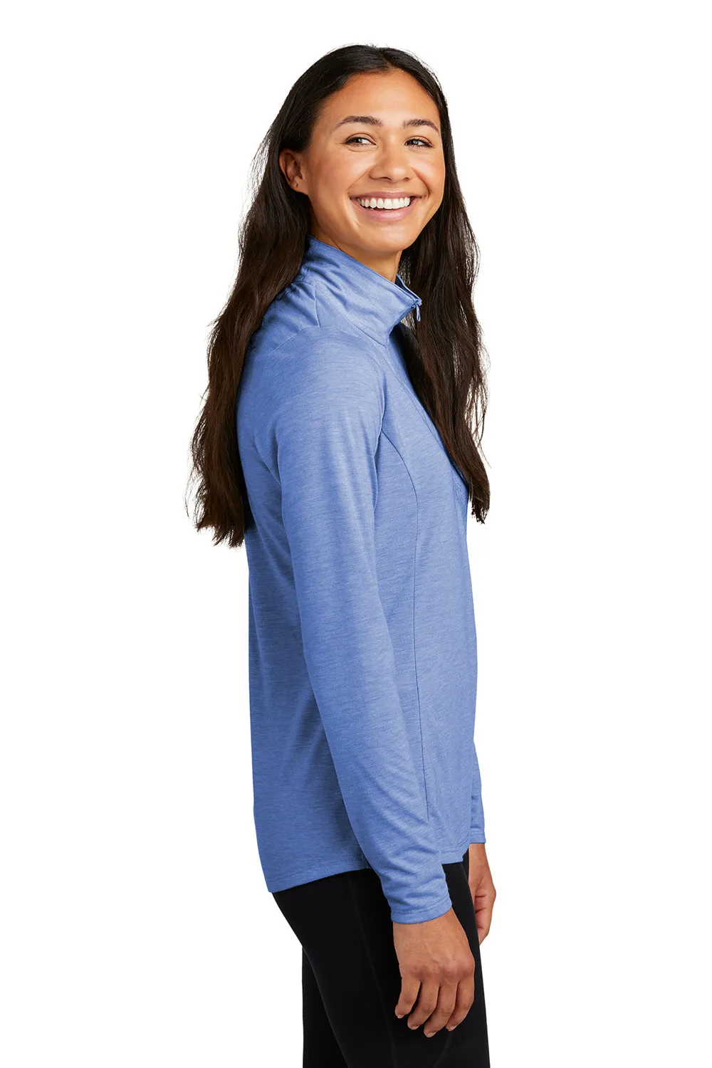 Sport-Tek Womens Moisture Wicking 1/4 Zip Sweatshirt - Heather True Royal Blue