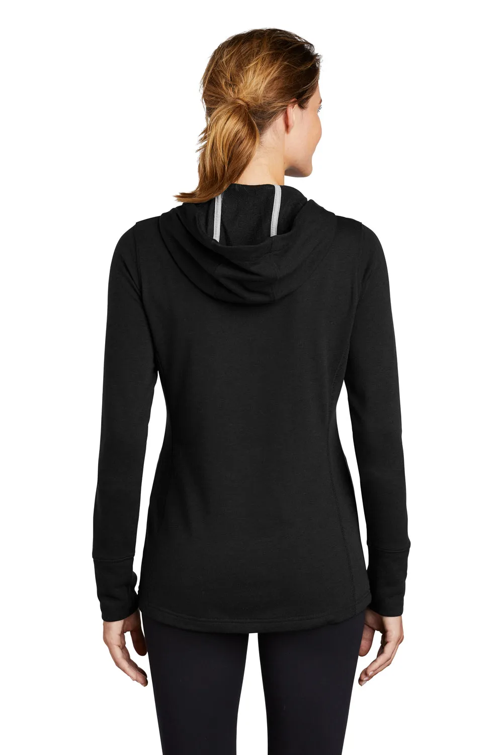 Sport-Tek Womens Moisture Wicking Fleece Hooded Sweatshirt Hoodie w/ Pouch Pocket - Black Clothing Sport-Tek