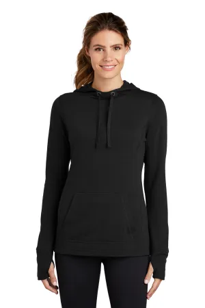 Sport-Tek Womens Moisture Wicking Fleece Hooded Sweatshirt Hoodie w/ Pouch Pocket - Black Clothing Sport-Tek