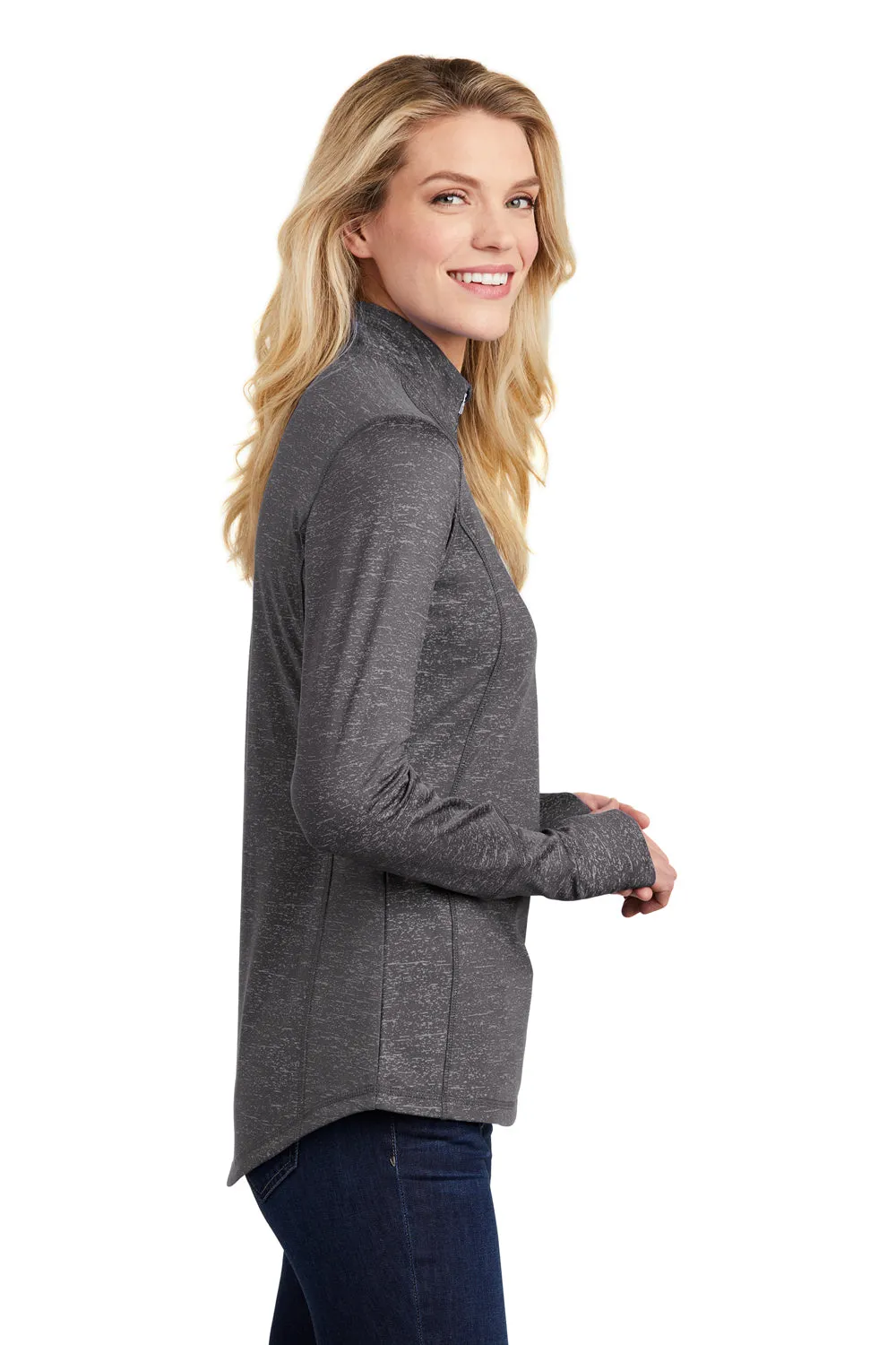 Sport-Tek Womens Sport-Wick Moisture Wicking 1/4 Zip Sweatshirt - Charcoal Grey - Closeout
