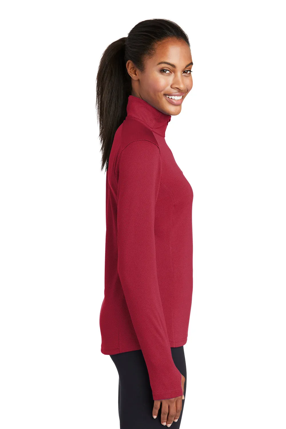 Sport-Tek Womens Sport-Wick Moisture Wicking 1/4 Zip Sweatshirt - Deep Red