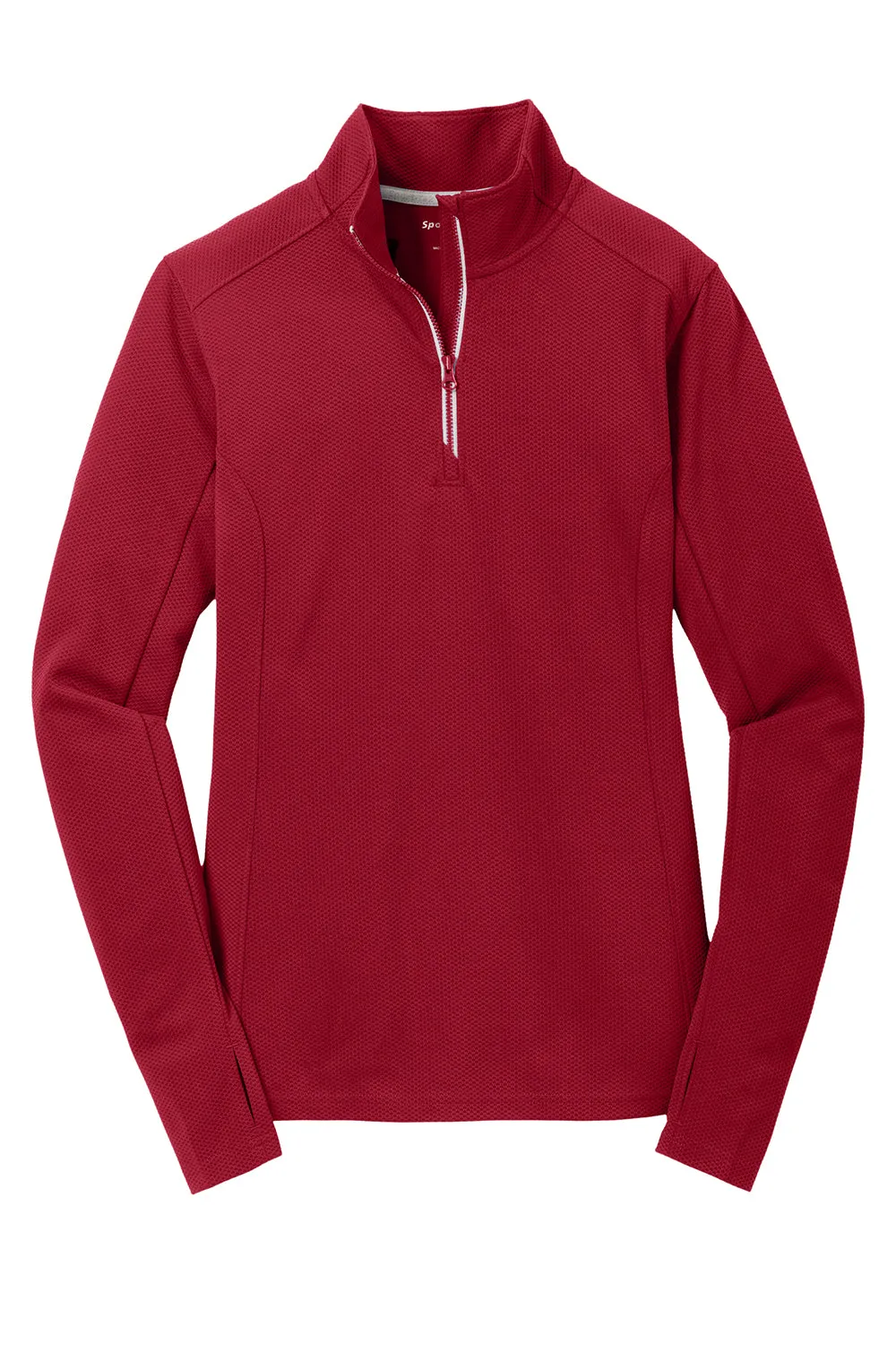 Sport-Tek Womens Sport-Wick Moisture Wicking 1/4 Zip Sweatshirt - Deep Red