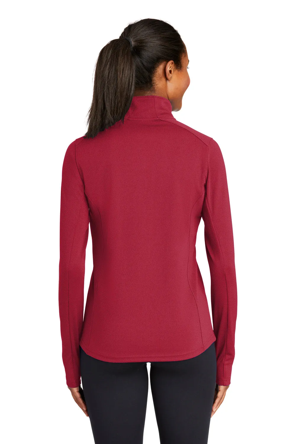 Sport-Tek Womens Sport-Wick Moisture Wicking 1/4 Zip Sweatshirt - Deep Red