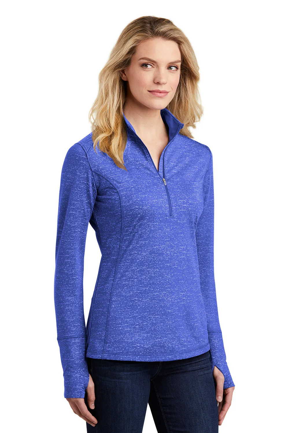 Sport-Tek Womens Sport-Wick Moisture Wicking 1/4 Zip Sweatshirt - True Royal Blue - Closeout