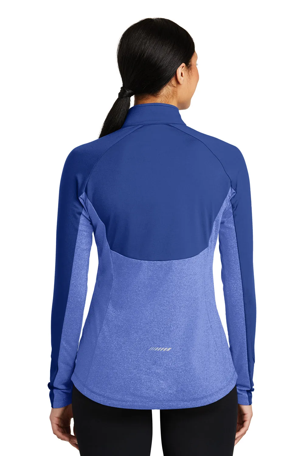 Sport-Tek Womens Sport-Wick Moisture Wicking 1/4 Zip Sweatshirt - True Royal Blue/Heather True Royal Blue - Closeout